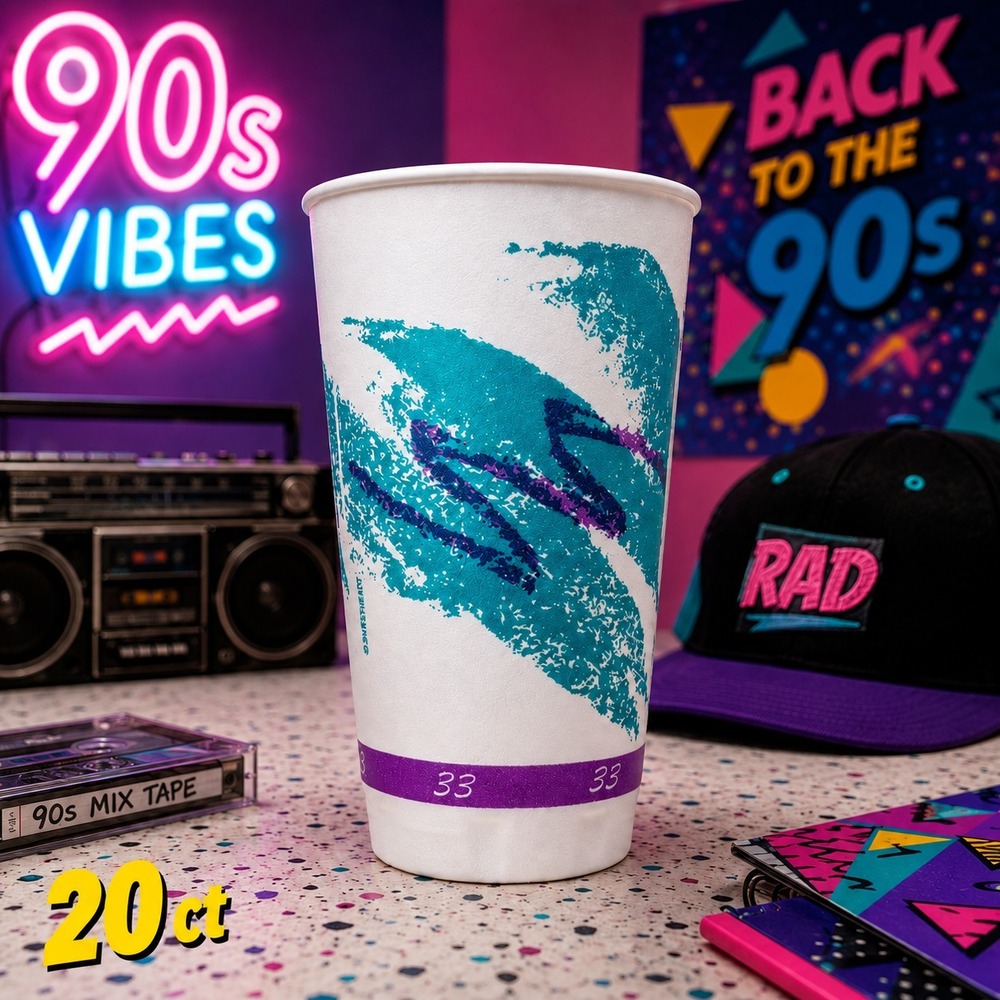 Rare Vintage 90s‎ Sweetheart Jazz Design 33oz Styrofoam Party Cups 20 ct New!